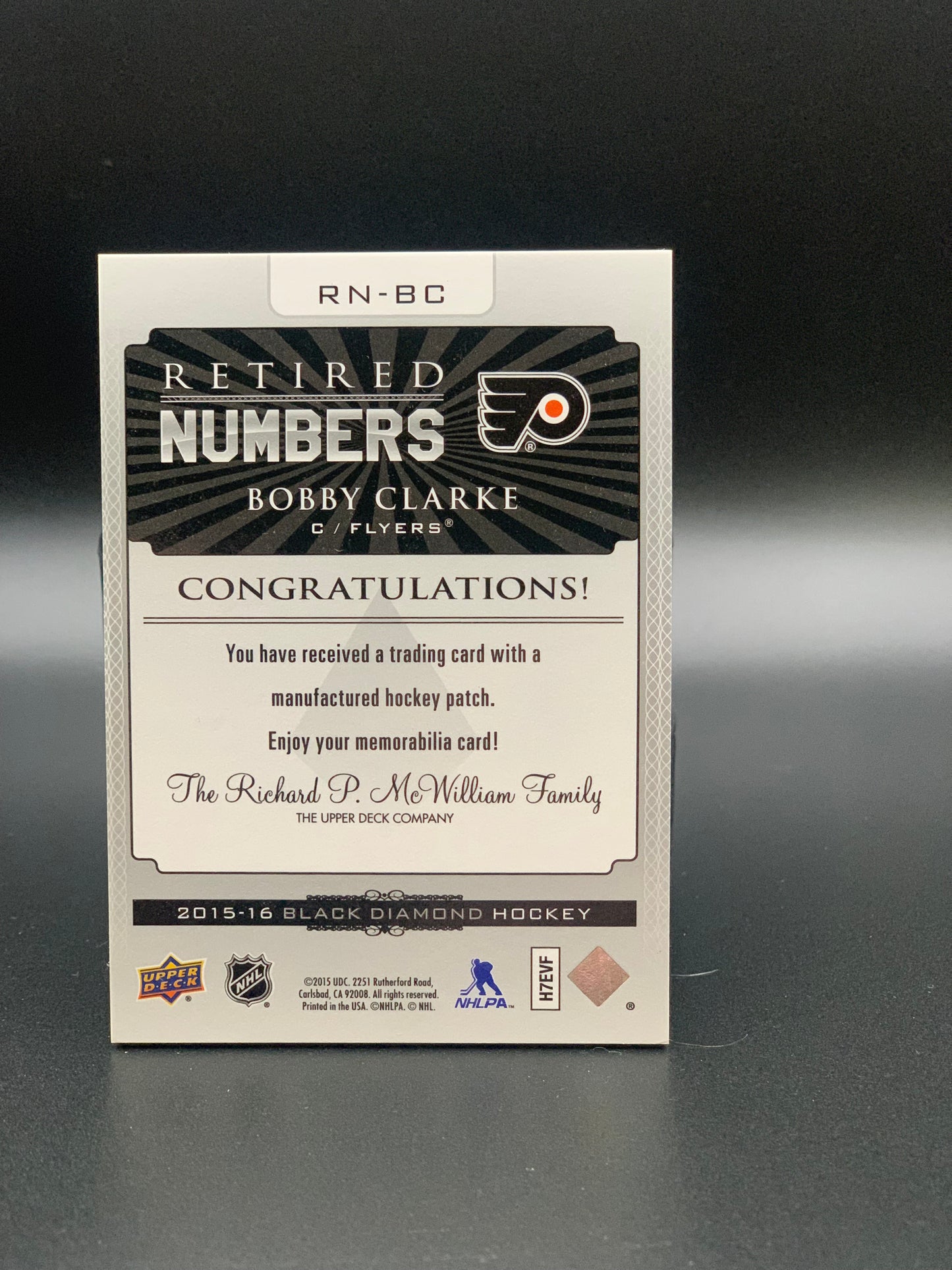 2015 Bobby Clarke Black Diamond Retired Number /84