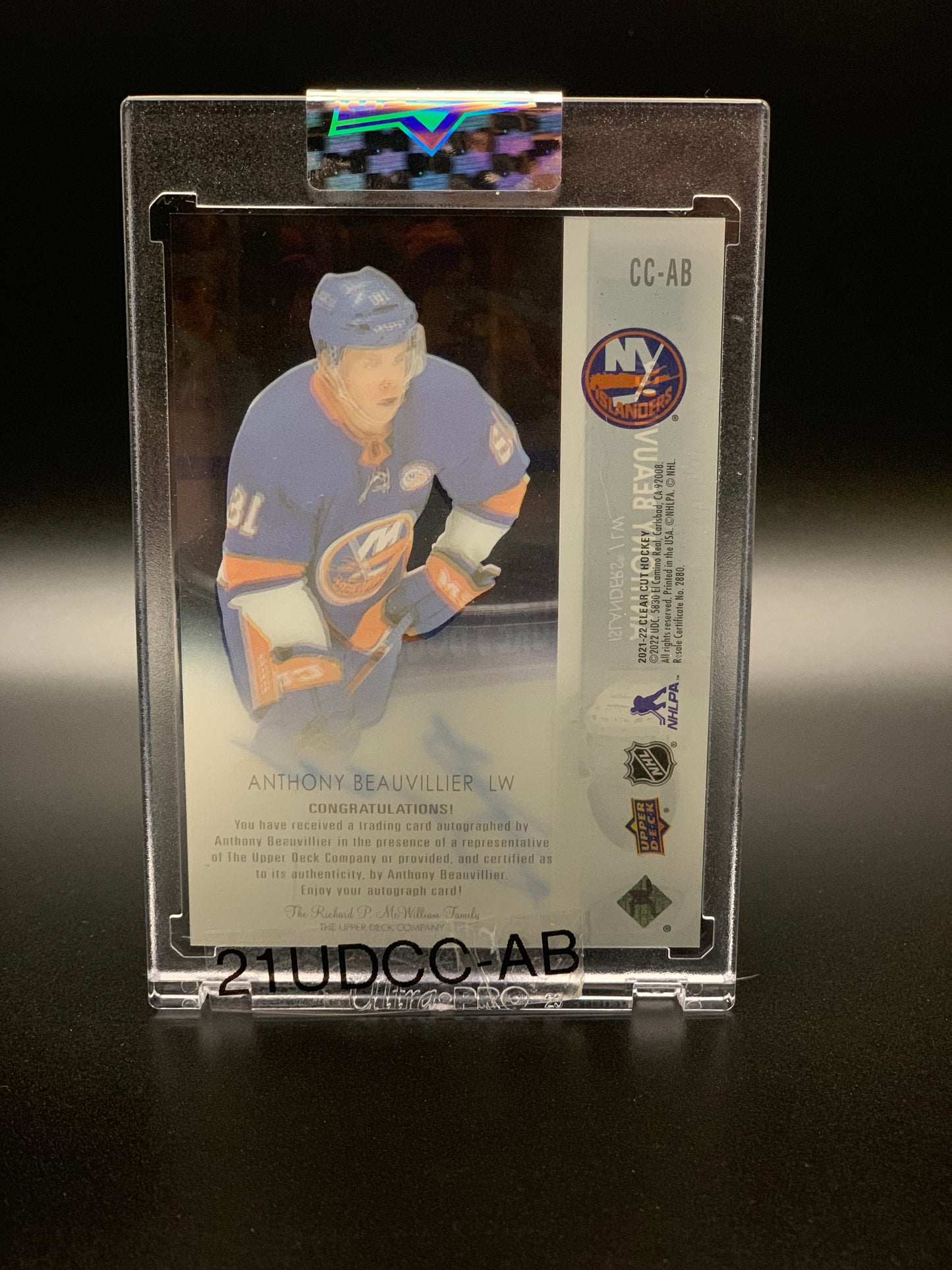 2021-2022 Anthony Beauvillier UD Clear Cut Auto