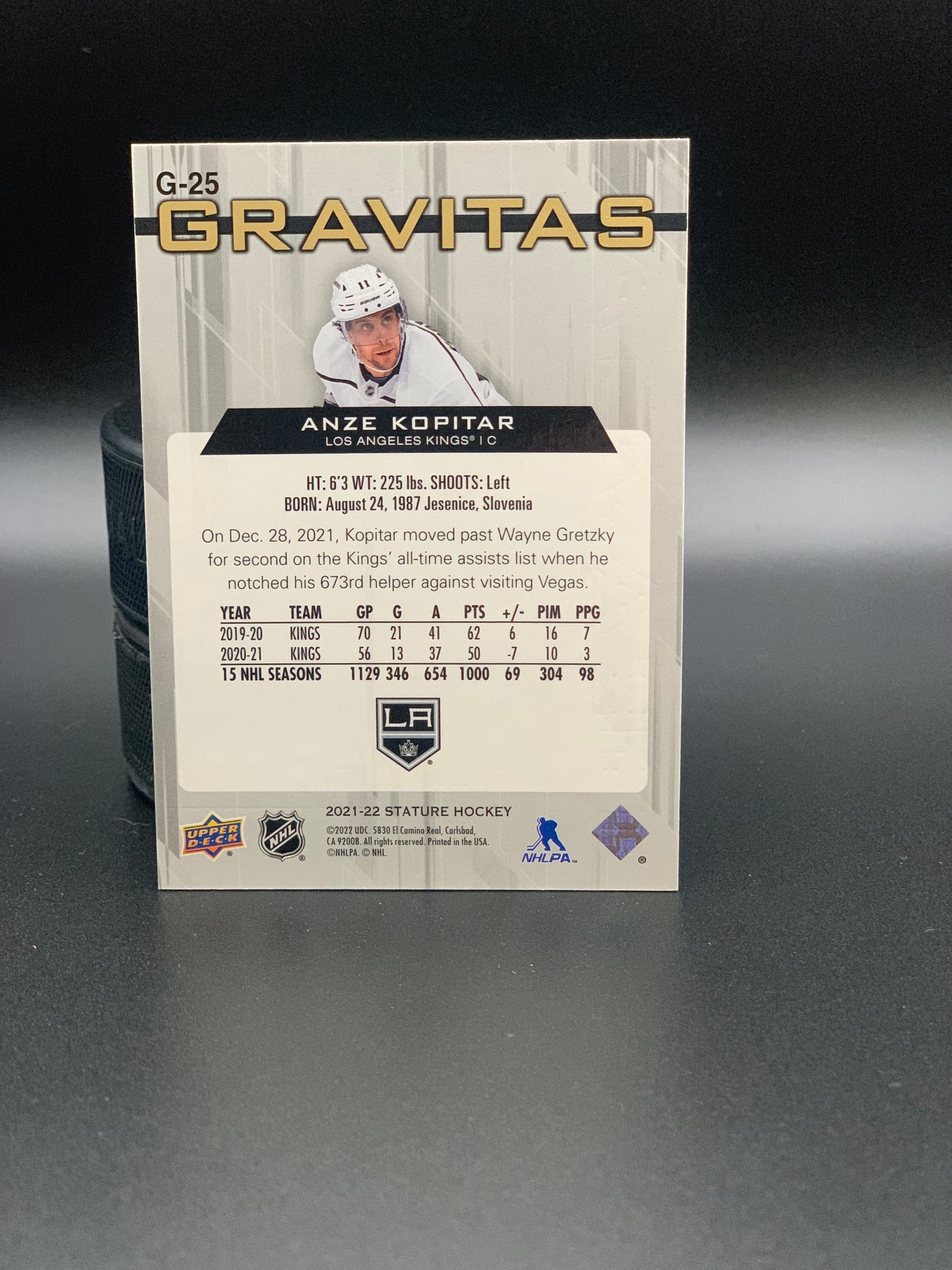 2021 Anze Kopitar Upper Deck Stature /125