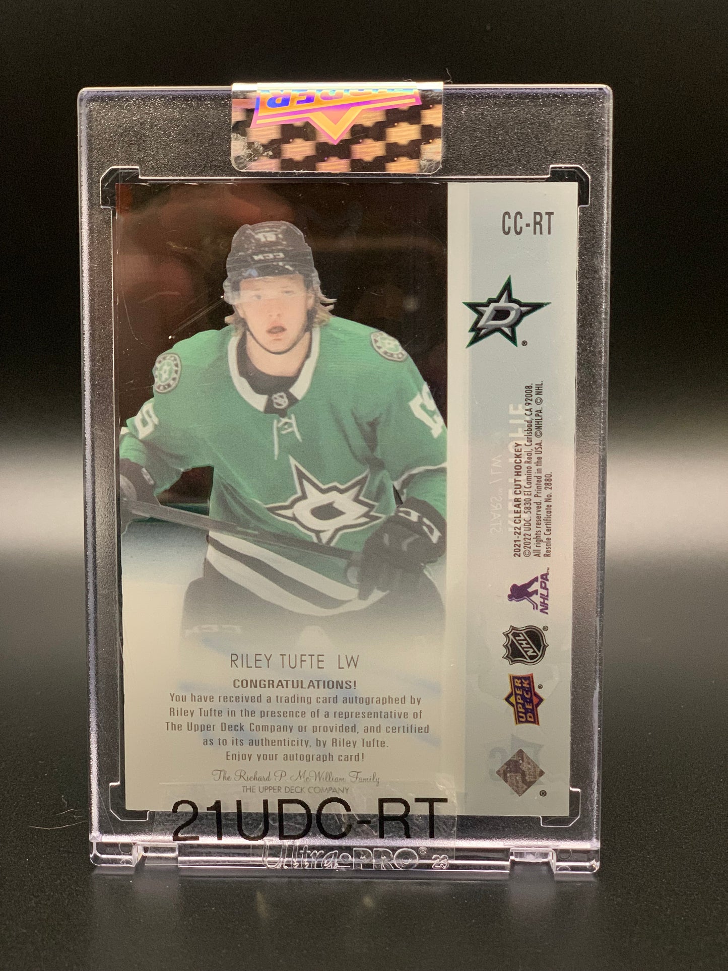 2021 Riley Tufte UD Clear Cut Auto Rookie Card