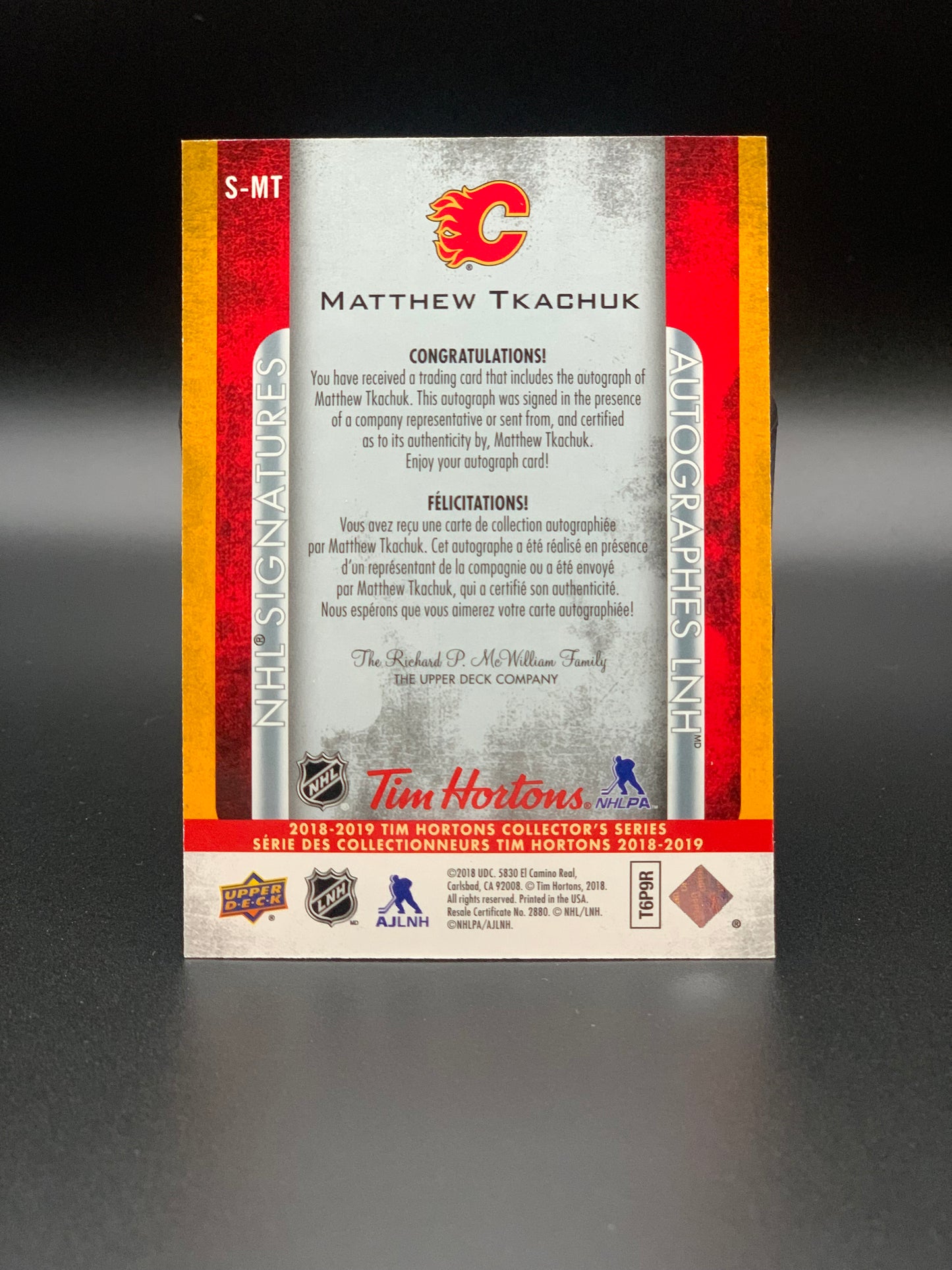 2019 Matthew Tkachuk signature series card