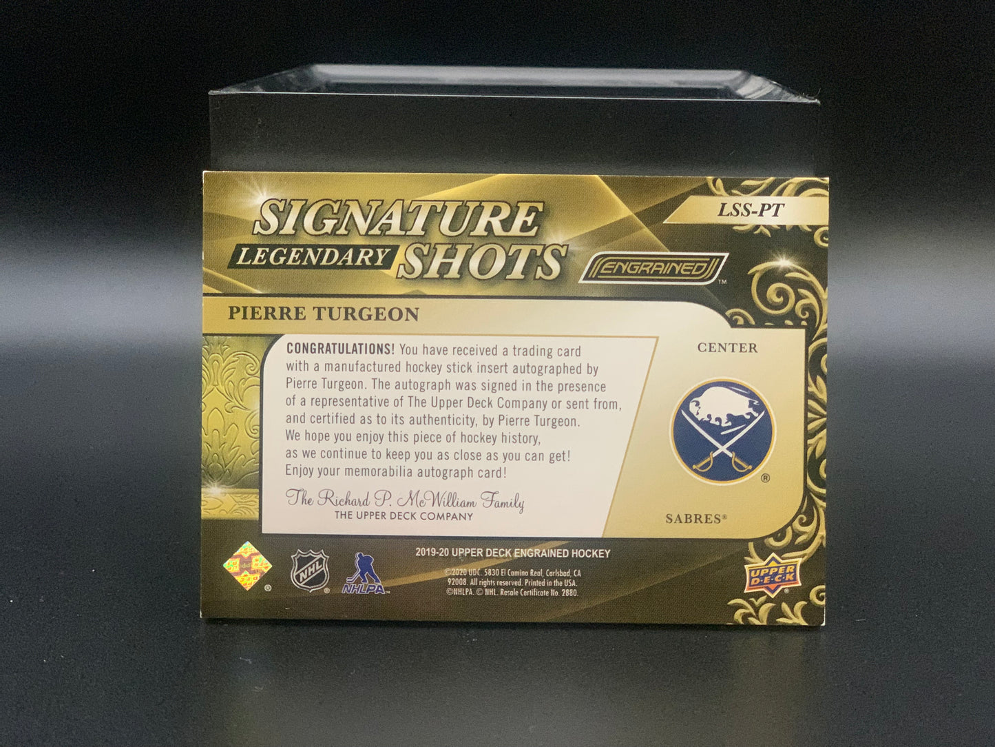 2019 Pierre Turgeon Engrained Legendary Signature Shots /100